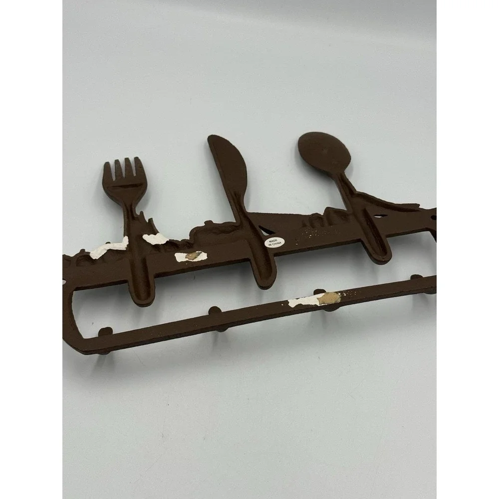 Metal Country Kitchen Wall Mounted Hook Rack 5 Hooks Matte Brown 10.5in